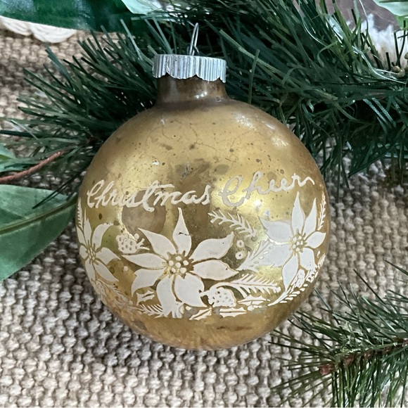 Shiny Brite Other - Vintage Gold Shiny Brite Christmas Cheer Ornament MCM